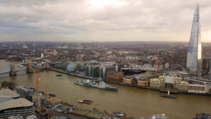 View of the Shard and Tower Bridge from Sky Garden London