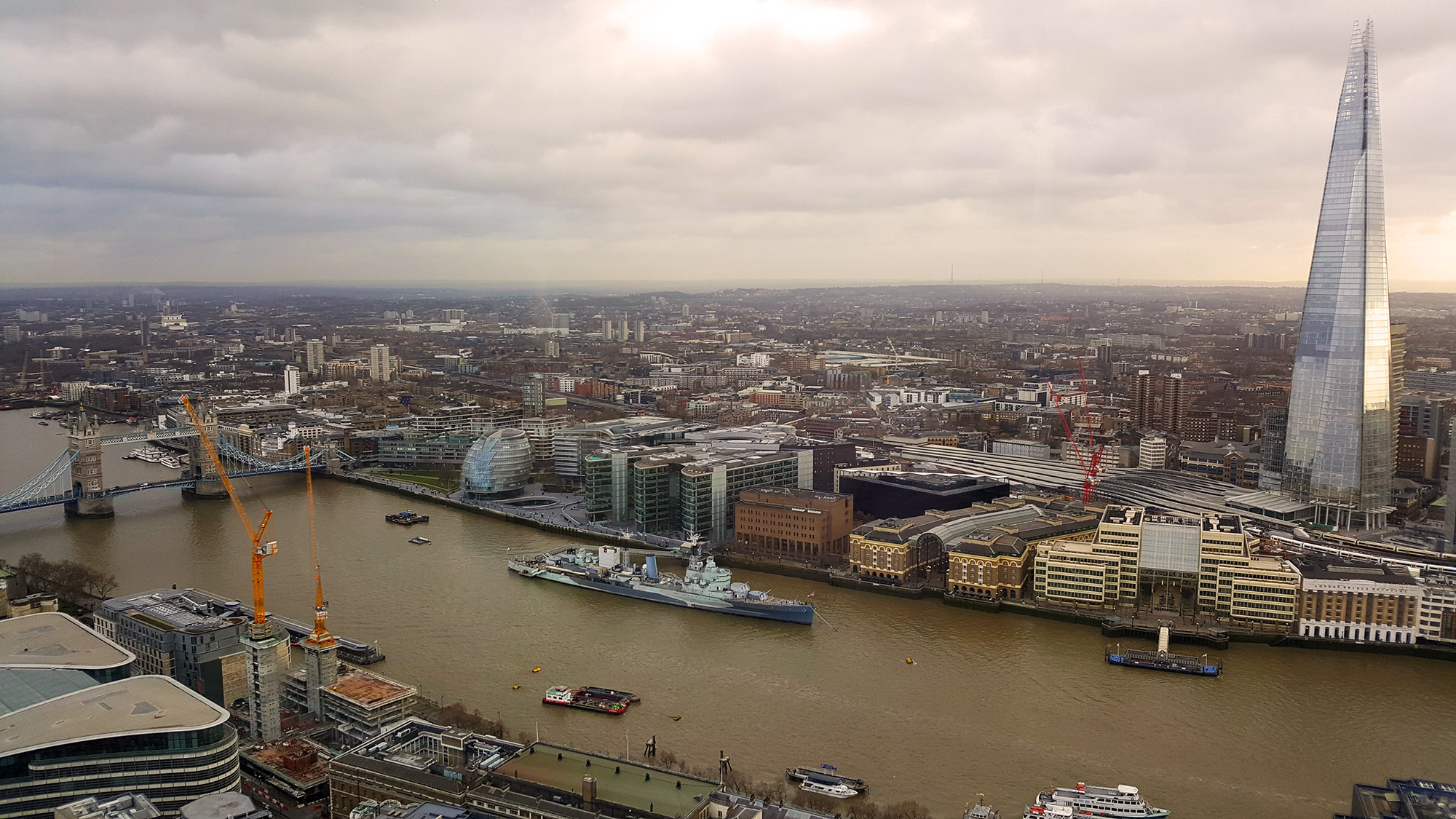 View of the Shard and Tower Bridge from Sky Garden London