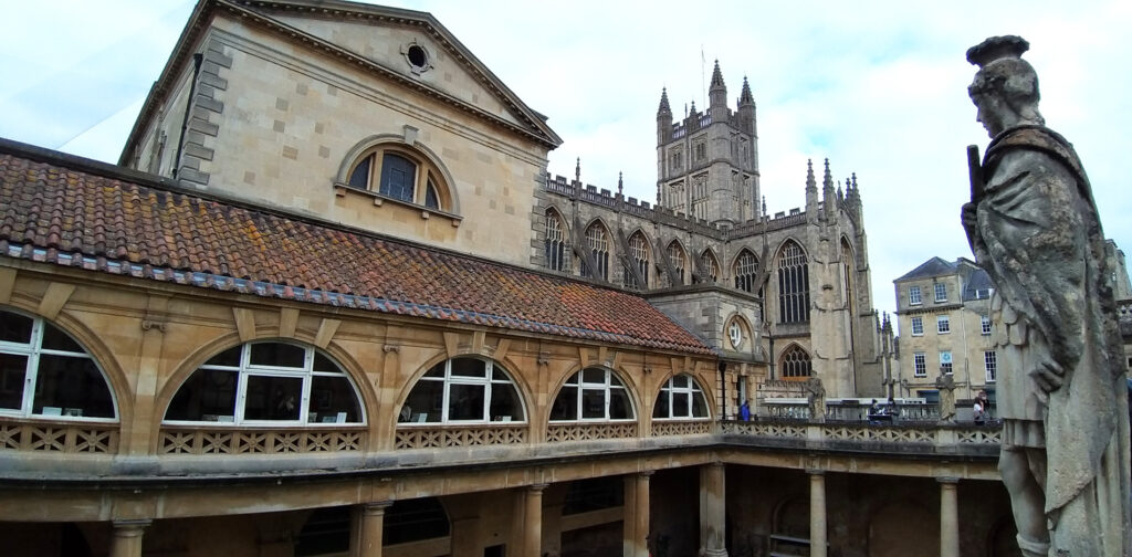 Views of the Roman Baths and Bath Abbey, Somerset